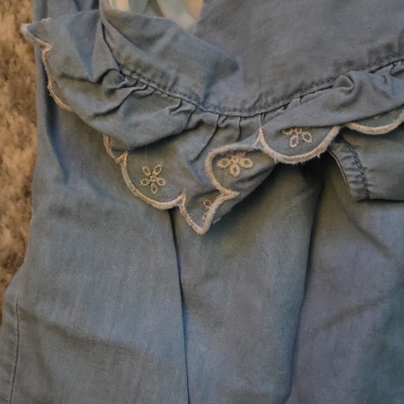 Charming Kids Blue Overalls with Ruffle Detail - Picture 3 of 4